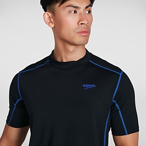 Tech Kurzärmliges Rash Top Schwarz/Blau für Herren