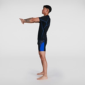 Tech Kurzärmliges Rash Top Schwarz/Blau für Herren