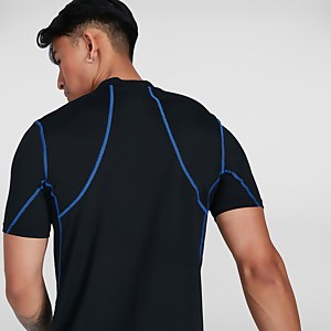 Tech Kurzärmliges Rash Top Schwarz/Blau für Herren