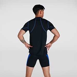 Tech Kurzärmliges Rash Top Schwarz/Blau für Herren