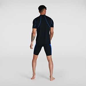 Tech Kurzärmliges Rash Top Schwarz/Blau für Herren