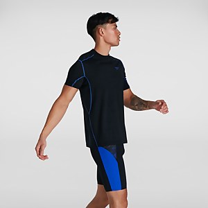 Tech Kurzärmliges Rash Top Schwarz/Blau für Herren