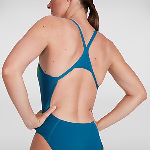 Maillot de bain Femme Placement Digital Turnback bleu/jaune