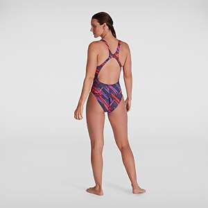Allover Recordbreaker Badeanzug Rot/Lila für Damen