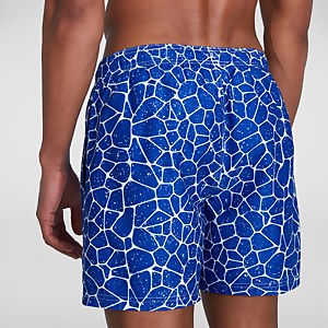 Men's Printed Leisure 16" Swim Shorts Blue/White