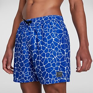 Men's Printed Leisure 16" Swim Shorts Blue/White