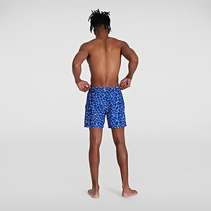 Men's Printed Leisure 16" Swim Shorts Blue/White