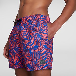 Men's Printed Leisure 16" Swim Shorts Blue/Red