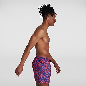 Men's Printed Leisure 16" Swim Shorts Blue/Red
