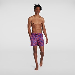 Men's Printed Leisure 16" Swim Shorts Blue/Red - M