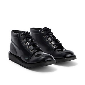 Youth Womens Kick Hi Leather Alternative Patent Leather Black