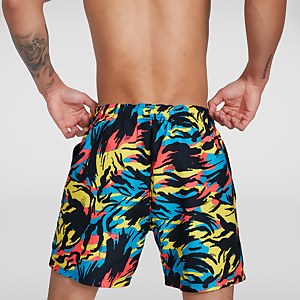 Bedruckte Leisure 16" Badeshorts Gelb/Rot für Herren