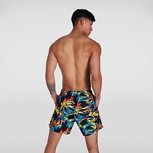 Bedruckte Leisure 16" Badeshorts Gelb/Rot für Herren