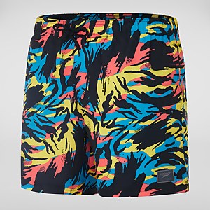 Bedruckte Leisure 16" Badeshorts Gelb/Rot für Herren