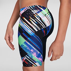 Glitchzone Placement Schwimmhose mit V-Cut Schwarz/Blau für Jungen