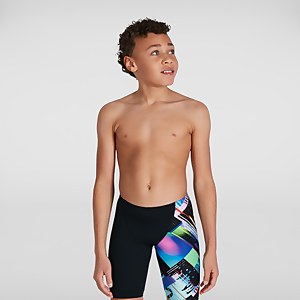 Glitchzone Placement Schwimmhose mit V-Cut Schwarz/Blau für Jungen