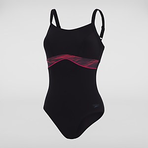 Maillot de bain Femme Salacia dos à clip effet galbant noir/rouge