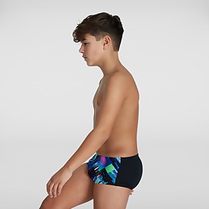 Glitchzone 13 cm Trainings-Badehose Schwarz/Blau für Jungen