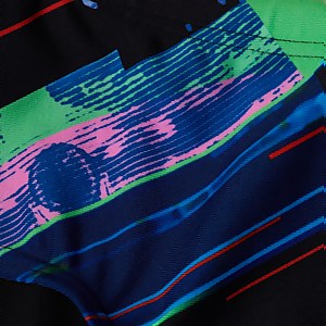Glitchzone 13 cm Trainings-Badehose Schwarz/Blau für Jungen