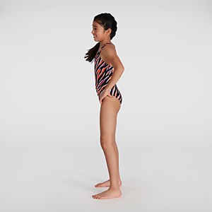 Girls' Allover Medalist Swimsuit Black/Red