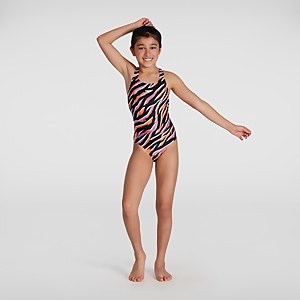 Maillot de bain Fille Allover Medalist noir/rouge - 13-14