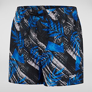 Bedruckte 13" Badeshorts Schwarz/Weiß für Jungen