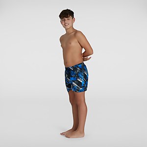 Bedruckte 13" Badeshorts Schwarz/Weiß für Jungen