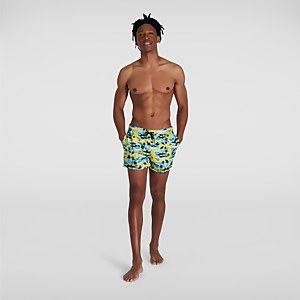 Short de bain Homme Printed Leisure 35 cm jaune/bleu - M