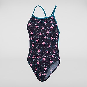 Women's Flamingo Flare Allover Vback Swimsuit Blue/Pink