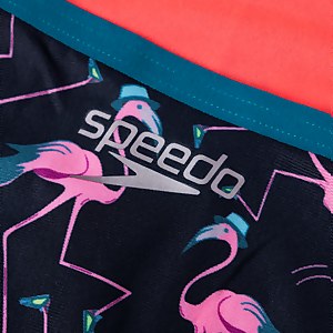 Women's Flamingo Flare Allover Vback Swimsuit Blue/Pink
