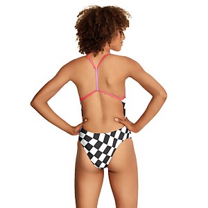 Women's Printed T-Back One Piece Black