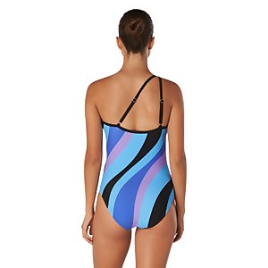Women's Print Asymmetrical One Piece Black
