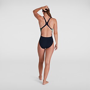 Women's Placement Powerback Swimsuit Black/Yellow