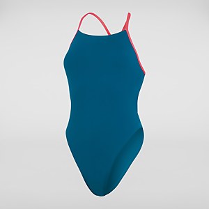 Solid Tie-Back Badeanzug Blau/Rot für Damen