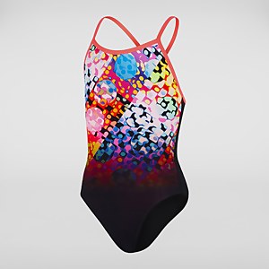 Maillot de bain Fille Polka Melt Placement dos en V noir/rouge