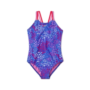 Girl's Printed Strappy One Piece Purple - 14