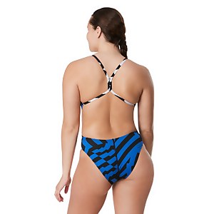 Women's Vortex Maze Solid Back One Piece Blue