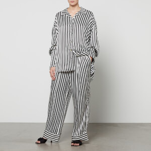 Motivational sleeper striped pajama set top
