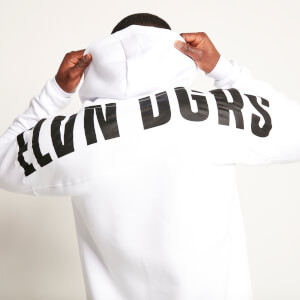 11 Degrees Unisex Large Logo Oversized Pullover Hoodie - White