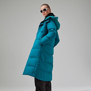 Women's Saffren Duster Hooded Down Insulated Jacket - Turquoise