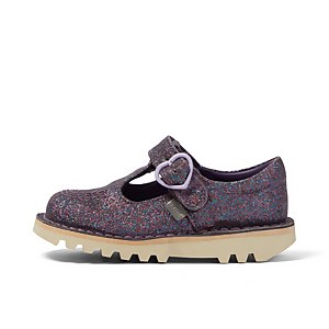 Infant Girls Kick T Bar Glitter Textile Purple - 8