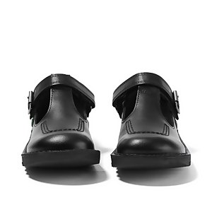 Junior Girls Kick T Bar Vel Leather Black