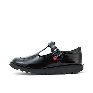Youth Womens Kick T Bar Patent Leather Black - 4