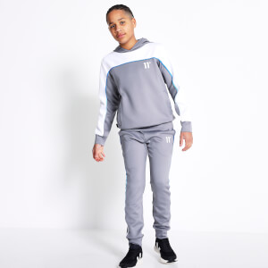 11 Degrees Junior Fade Piping Track Top with Hood - Shadow Grey/White