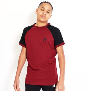11 Degrees Junior Taped Ringer T-Shirt - Pomegranate/Black