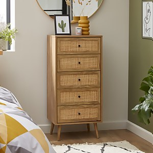 Kubu Rattan 5 Drawer Tallboy