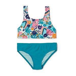 Girl's Logo Elastic Bikini Set Blue - 8