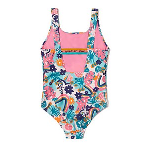 Girls Printed Elastic Back One Piece Green
