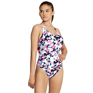 Women's Printed Thin Strap One Piece Pink/White