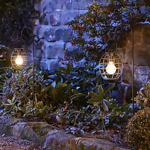 Homebase Edit Solar Hanging Cage Lights Pack of 2 Homebase